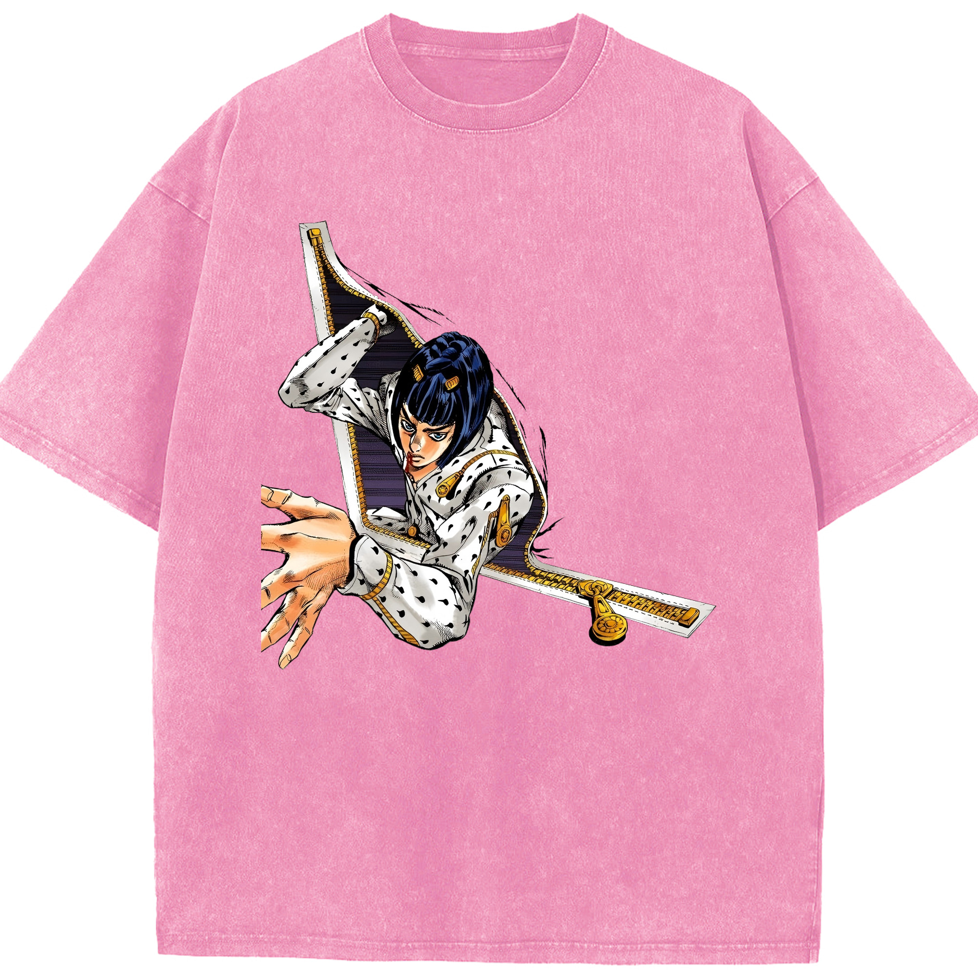 （画像用） ジョジョの奇妙な冒険 ブローノ?ブチャラティ JoJo's Bizarre Adventure Bruno Bucciarati 綿100% ヴィンテージ風 半袖Tシャツ（フロントプリント）
